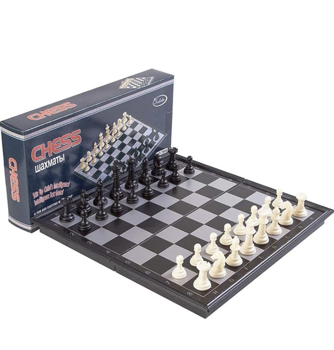 Chess Set Children and Adults Folding Plastic Chess Place Folding Chess Board for Storage Portable Kids Travel Home Entertainment