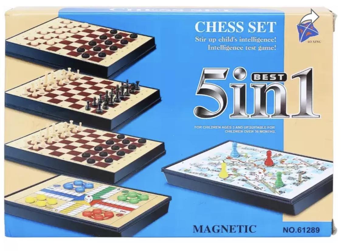 5 in 1 Magnetic ( Chess, Ludo, Snakes and Ladders, Checkers, Checkers and Chess)
